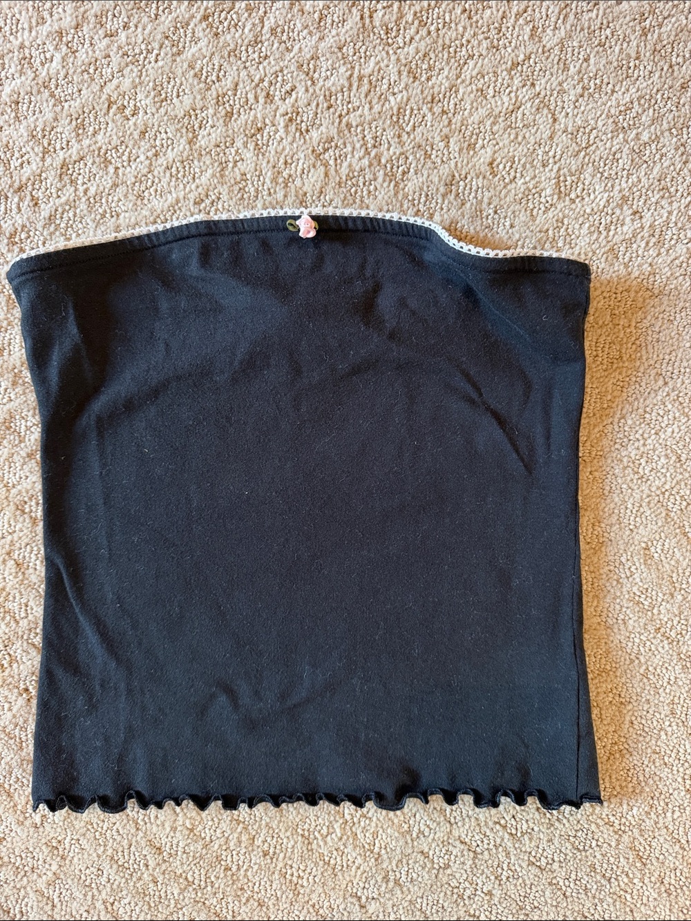 American Eagle Outfitters Black Tube Top with Scallop Hem